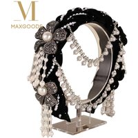 Gifts Detachable Pearl Tassel Headband Ethnic Style Pearl Headband Flower Headband Wide-format Bridal Headdress