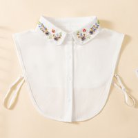 Women's Handmade Nail Colored Bead Round Neck Chiffon Fake Collar, Fashionable and Versatile Decorative Half Shirt Style Collar