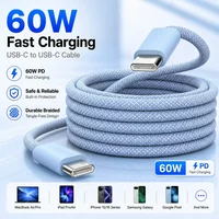 60W USB C to USB C Cable PD Fast Charging Cord for iPhone 15 16, iPad, MacBook Air, Samsung, Braided Charger Cable