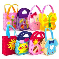 Sewing Joy Handmade Bag Cartoon Fabric Handbags Set DIY Sewing Toys Non-woven Animal Butterfly Flower Bags Girls Craft Gifts