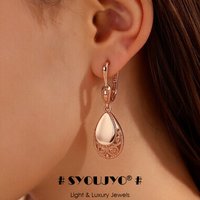 SYOUJYO Luxury Retro Water Drop Pendant Women's Earrings 585 Rose Gold Color Daily Fashion Multipurpose Exquisite Jewelry