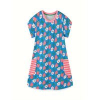 KaLa KaLa Children's dress Summer knitted cartoon print short sleeve princess dress fashion girls dress