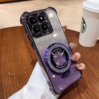 For Xiaomi 14T / 14T Pro Case Glitter Ring Holder Camera Protection Luxury Plating AirBag Soft Silicone Shockproof Back Cover