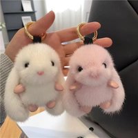 1pc Cute Fluffy Rabbit Keychain Ring Plush Pompon Bunny Bag Pendant for Couple Car Key Ring Jewelry Gifts Fashion Accessories