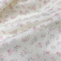 100%Cotton Poplin Beige Ditsy Floral Fabric Designer Lightweight Soft Breathable Spring Shirt Dress Blouse Tablecloth Curtains