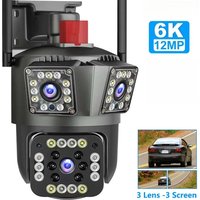 6K 12MP WiFi Security Camera with 8X Zoom Triple Lens Auto Tracking 8MP IP CCTV for Smart Home Wireless Surveillance