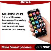 Melrose 2019 4G LTE Smartphone Android Super Mini Phones 3.4 Inch Ultra Slim Quad Core Mobile Phone 5MP 2000mAh Face Recognition