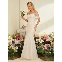 Mgiacy Off Shoulder Mermaid Hem Mesh Wedding Dress Mermaid Dress