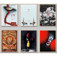 Movie I-It P-Pennywise Clown Vintage Classic Vintage Posters HD Quality Wall Art Retro Posters for Home Room Wall Decor