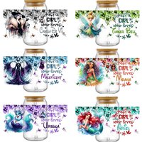 Cartoon Princess Villains UV DTF Cup Wrap DIY Mug Phone Transfer Sticker, Waterproof Decal for 16oz Libbey Glass Tumbler