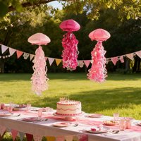 3pcsX10" Pink Jellyfish Paper Lanterns Hanging Jellyfish Lampshade under the Sea Mermaid Birthday Party Decorations