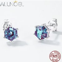 ALLNOEL Alexandrite Stud Earrings for Women 925 Silver June Birthstone Anniversary Gift Minimalism Fine Jewelry Dropshipping