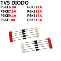 50PCS TVS DIODE P6KE6.8A P6KE7.5A P6KE9.1A P6KE10A P6KE11A P6KE12A P6KE13A P6KE15A