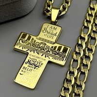 The Last Supper Jesus Christ Cross Pendant Necklace For Women Men Stainless Steel Gold Color Hip Hop Cuban Chain Jewelry Gift