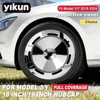 YIKUN 4PCS Full Rim Hubcap for Tesla Model 3/Y 18/19 Inch Performance Wheel Cover Replacement Automobile Accessories 2018-2024