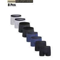 8PCS Men's Underwear Fashion Underpant High Stretch Boxer Shorts Breathable Fashion Men's Panties Comfortable Plus Size L-4XL