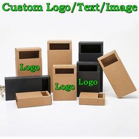20PCS 350gsm Drawer Kraft Black Paper Fold Box DIY Logo Print Coffee Tea Jewelry Snack Handmade Wedding Party Gift Cardboard Box