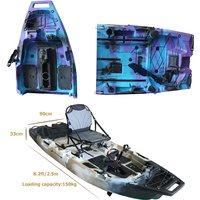 8ft Modular Single Seat Fin Pedal Drive Kayak Propeller Kajak 1 Person Fishing Solo Canoe Two Sections Boat with Electric Motor