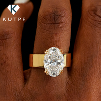 Wide Band Solitaire Oval Cut Moissanite Engagement Rings S925 Silver Certified 4.5CT Diamond Cigar Wedding Band for Women Men