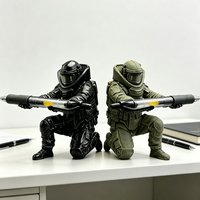 (8*7.5cm) 3D Printed Tactical Pen Holder Soldier Statue Creative Military Gift Office Stationery Stand Cool Desktop Organizer