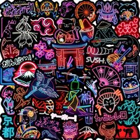 50PCS Neon Japanese Stickers Wholesale - Creative Waterproof Decor for Notebook, Luggage, Skateboard RecordingYourLife Store