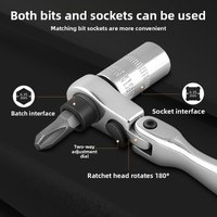 2-in-1 Multi-Purpose Ratchet Handle Chrome Vanadium Steel Reversible Resilient Head 1/4'' Drive Ratchet Wrench for Home Repair