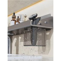 Space Aluminum Wall-mounted Washbasin Rack In Front Of The Mirror Bathroom Punch-free Faucet Comb And Shaver Organizer