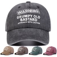 Unisex WARNING GRUMPY OLD BASTARD Print Wash Baseball Caps Spring and Autumn Outdoor Adjustable Casual Hats Sunscreen Hat
