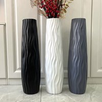 YFY floor-to-ceiling large vase high simple plastic imitation ceramic white black home dried flower living room decoration
