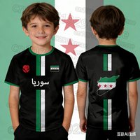 Kids Syrian Flag Printed T-Shirt 2026New Football Sports Top Boys Girls Summer Short Sleeve Family Matching Quick Dry Undershirt