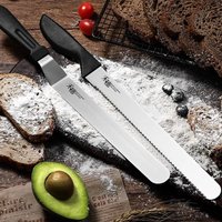 Stainless Steel Serrated Bread Knife Slices and Cuts Without Crumbling Cake Slicer Toast Saw Cake Spreader Sandwich Knife Baking