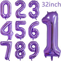 32inch Purple Digital Foil Balloon Number 0 1 2 3 4 5 6 7 8 9 Balloons Baby Shower Birthday Party Wedding Decoration Supplies