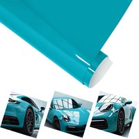 PET Ultra Gloss Miami Blue Car Vinyl Wrap Roll Film With Air Release Vehicle Body Self Adhesive Decal Car Decoration Accessories