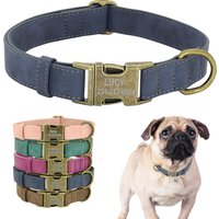 Custom Dog Collar Personalized PU Leather Dog Collars Soft Padded Pet ID Collar For Small Medium Large Dogs Pitbull Bulldog Pug