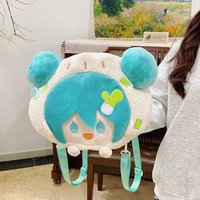 MIKUU Women Large Plush ins Itabag Backpack Cute JK Style Bun Hairstyle Pin Display Spacious Gift Girl Cute Anime Shoulder Bag