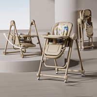 Baby Dining Chair Multifunction Adjustable 2-in-1 Smooth Cardan Wheel Foldable Toddler Reclining Chair Highchair for Baby