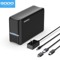 GODO 3.5 inch USB3.0 Dual Bay Hard Drive Enclosure 3.5" SATA HDDs External Enclosure RAID Aluminum Hard Drive Docking Station