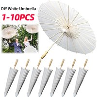 1-10PCS White Oiled Paper Umbrella Parasol 60cm Chinese Painting Paper Umbrellas Photography Props Party Wedding Decoration