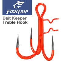 FishTrip 5Pcs Bait Keeper Treble Hook High Carbon Steel Sharp Barbed Fishing Hooks for Soft Lures, Replacement Hooks