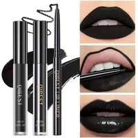 3 in 1 Lipstick and Lipliner Set, Long Lasting Waterproof Lip Stain Liquid Lipgloss Set for Women Halloween Gothic Makeup