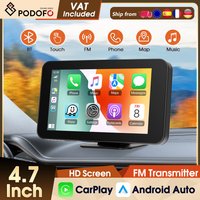Podofo 4.7'' Kamera samochodowa z bezprzewodowym Carplay i Android Auto, radio samochodowe Bluetooth EQ FM GPS USB, monitor samochodowy AirPlay Android Cast z ekranem IPS