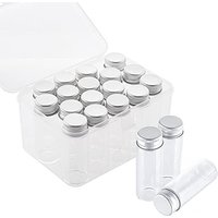 17 14ml Vials Tiny Glass Bottles Clear Empty Jars with Aluminum Top Screw Lids Small Mini Message Sample Bottle