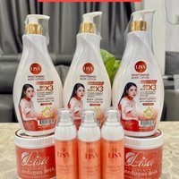 Thailand LISA X3 Collagen Whitens Removes Dark Spots Serum Scrub Body Care Lightens Bright White Smooth Moisturizes Skincare Kit