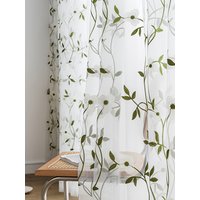 American style gauze curtain, green leaves, plant embroidery, living room, bedroom Pastoral small and fresh embroidered yarn