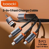 Toocki 3 In1 USB Cable Multi Port For iPhone 14 13 12 Fast Charging Cable 3.5A Date Cord Type C Micro For Samsung Huawei Xiaomi