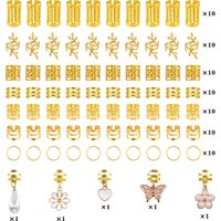 75pcs Floral Fantasy Hair Rings with White Heart, Pearls, Daisy, Pink Butterfly and Elegant Multi, Jewelry for Women's Braids