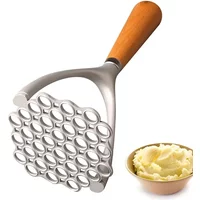 Manual Potato Masher Aluminum Meat Potato Pressor Tool Whisk Food Cutter Crusher Wood Handle Garlic Pusher Kitchen Gadgets