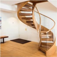 custom.Customized Curve Stairs Modern Luxury Indoor Solid Wooden Steps Treads Staircase System
