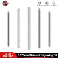 Hampton 3.175mm Diamond Engraving Bit 60 90 100 120D CNC Diamond Point Carving Milling Cutter for Metal Stone Cutting Tool