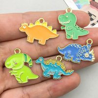 10pcs Cartoon Dinosaur Tyrannosaurus Rex Alloy Pendant, DIY Jewelry Earrings, Keychains, Accessories